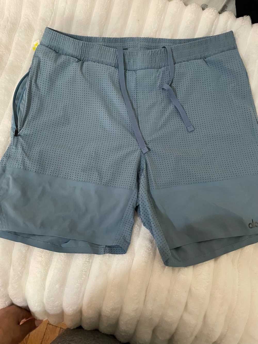 ALO Yoga Men's Perforated Slate Blue Athletic Shorts